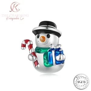 Pupazzo di Neve Charm Natale Argento Sterling 925 per Bracciale Charm - Regalo - Foto 1 di 6