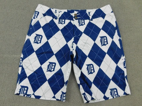 Los Angeles Dodgers Shorts Women 10 Blue Argyle Diamond Khakis Stretch LA MLB Cover