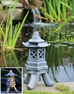 Garden Ornament Pagoda Chinese Japanese Sculpture Lantern decor Ceramic Grey - Picture 1 of 10