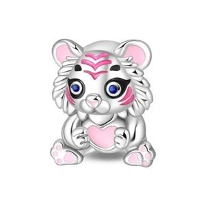 KUNSIR 925 Sterling Silver Charm White Tiger Beads For Bracelet DIY Jewelry Gift - Picture 1 of 6