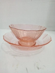 2 Bowls Vtg Pink Depression Era Glass Dessert Cups 1. 4.25, 2. 5.75 - Picture 1 of 7