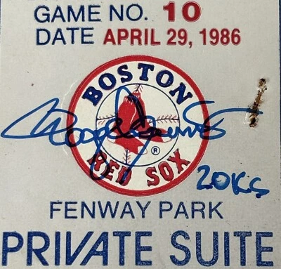 Boleto firmado por Roger Clemens MVP 20k 29/04/86 suite privada Medias Rojas de Boston JSA⚾️ Foto 1 de 4