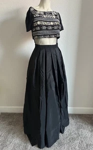 Bebe Embellished Top And Drama Taffeta Gown Size 2 Black $349 Retail NWT - Picture 1 of 9
