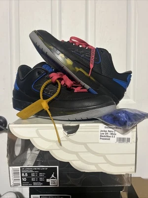 Tamanho 8.5 - Off-White x Air Jordan 2 Retro SP Preto Baixo Varsity Royal DJ4375-004 - Imagem 1 de 4