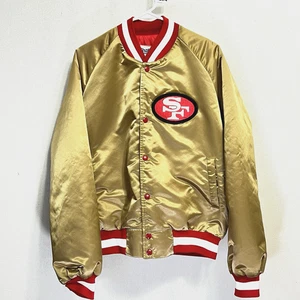 Vintage San Francisco 49ers Jacke Herren M Gold Chalk Line Satin Bomber NFL Football - Bild 1 von 7