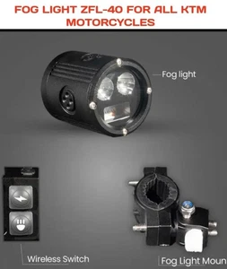 FOG LIGHT ZFL-40 BLACK FIT FOR ALL KTM MOTORCYCLES - Picture 1 of 6