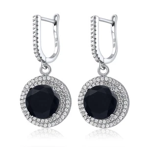 925 Sterling Silver Onyx Drop Dangle Earrings For Women | 8.16 Cttw | Gemstone - Picture 1 of 3