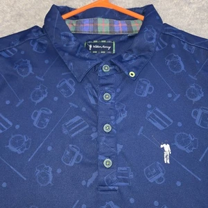 Camisa polo William Murray Golf para hombre L azul estampado taza de cerveza rendimiento elástico - Imagen 1 de 9