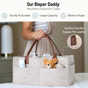 Baby Felt Storage Nursery Organizer Basket Infant Diaper Bag with Handle Caddy C - Picture 1 of 23