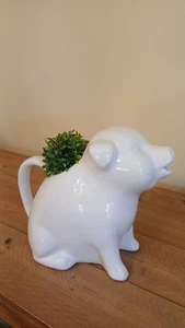 Vintage weiß Porzellan/Keramik Schwein Milchkännchen Krug Blumenübertopf - sehr süß - Bild 1 von 9