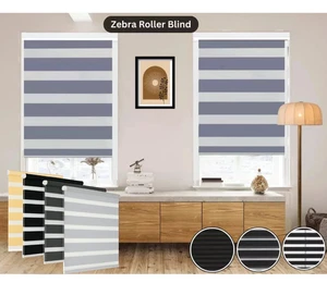 Day & Night Roller Blinds Zebra Vision Dual Layer Window Blind Up to 240 x 210cm - Picture 1 of 42