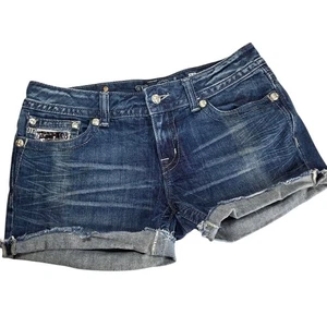 Miss Me Jeans Cut Into Shorts Sz 32 Frayed Distressed Denim Y2K Western Festival - Picture 1 of 14