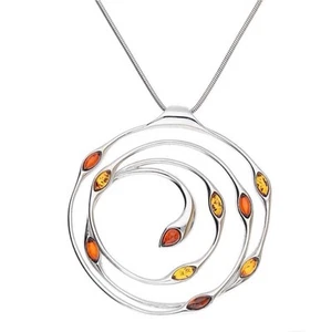 Collar colgante ámbar de diseño de plata de ley 925 piedras preciosas puntiagudas irregulares - Imagen 1 de 1