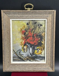 Original Oil Painting Polly Johnson Flowers Still life Vintage Vase Art Framed - Picture 1 of 10
