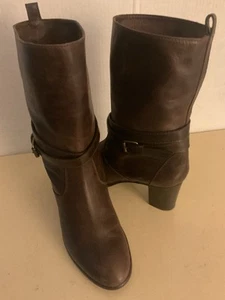 J. Crew Women Brown Leather Heel Boots Size 9 Euro 40 Made in Italy - Picture 1 of 10
