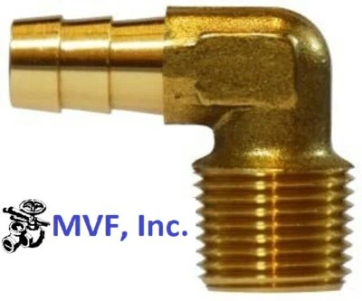 Hose Barb Elbow 90° for 1/2" ID Hose X 1/2" Male NPT Brass Fuel Fitting HBT1-8 - Image 1 of 4