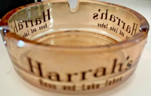 Vintage Harrah's Hotel & Casino Aschenbecher pfirsichfarbenes Glas - Bild 1 von 6