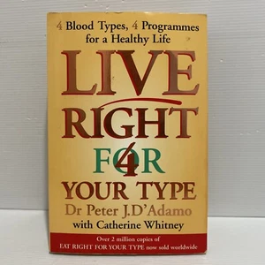 Live Right For Your Type By Dr. Peter J. D Adamo 2001 Paperback Book Health - Picture 1 of 21