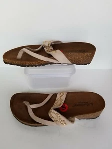 A. Giannetti beige Braided Leather Toe Loop Sandals Women's Sz 10M - Picture 1 of 7