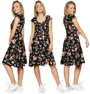 Z-30774-K5-1446) DAMEN KLEID MIDIKLEID ABEND PARTY COCKTAIL FEST SCHWARZ GR 40 L - Bild 1 von 1