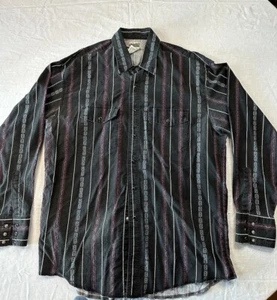 Vintage Express Rider Pearl Snap Mens Shirt X Large Black Western - Picture 1 of 4