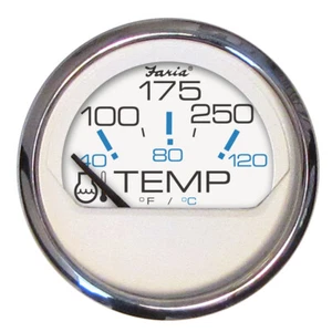 Faria Chesapeake White SS 2" Water Temperature Gauge (100-250°F) 13804 - Picture 1 of 4