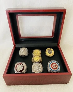 7 Pcs Chicago Championship Ring Set with Case, US SHIP, Blackhawks, Cubs, Bears - Picture 1 of 4