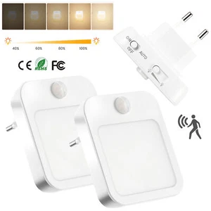 2x LED Nachtlicht Bewegungsmelder Dimmbar Steckdose Nachtlampe Steckdosenlicht - Bild 1 von 12