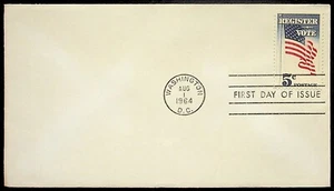 Vtg 1964 Register Vote First Day Issue Envelope - Washington, D.C. 5c Postage. - Picture 1 of 2