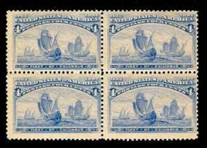 MOMEN: US STAMPS #233 BLOCK OF 4 MINT OG NH INTACT - Picture 1 of 2