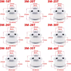 Puleggia distribuzione denti 3M 18T-40 con passo ruota sincrona per cinghia larghezza 10 mm - Foto 1 di 18