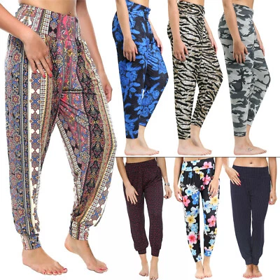 Womens Ali baba Harem New Printed Italian Ankle Cuff Yoga Trousers Baggy Legging - Image 1 of 3