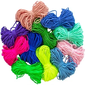 1/8 Zoll 3 mm Runde Weiche Elastische Kordel Rosa Grün Schwarz Blau Zum Selbermachen Maske 20 Yards - Bild 1 von 10