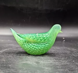 Vintage Fratelli Toso Murano Art Glass Dove Bird Green Bullicante 5" Venice - Picture 1 of 11