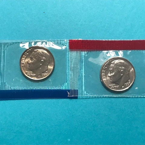 1996 P&D Roosevelt Dime  in US Mint Cello Unc  FREE SHIP Cover