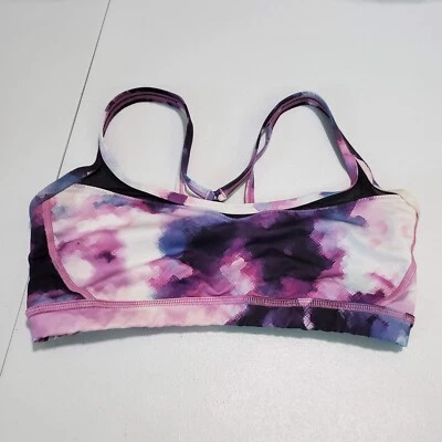 Lululemon Women Sports Bra 8 Purple Blooming Pixie Sweaty Endeavor Tie Dye - Image 1 of 4