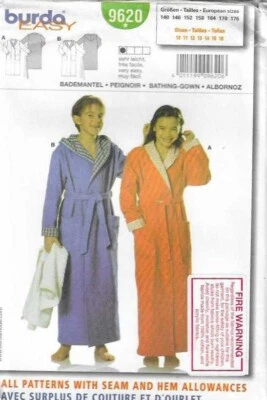 90 BURDA 9620: TEEN'S ROBE SIZE 10-16 SEWING PATTERN - Image 1 of 2