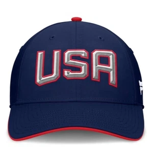USA 4 NATIONS FACE-OFF NAVY STRETCH FIT HAT S/M - Picture 1 of 4