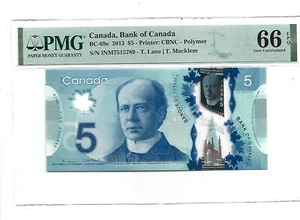 Canada 5 Dollars 2013 P 106 Polymer Wilkins Poloz Gem UNC PMG 66 EPQ - Picture 1 of 2