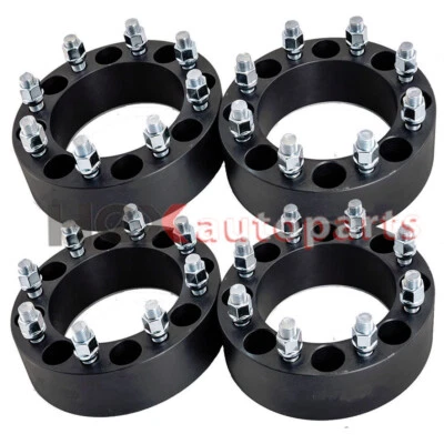 4x 2" 8x6.5 to 8x6.5 Black Wheel Spacers 9/16" for Ram 2500 3500 Ford F-250/-350 - Image 1 of 4