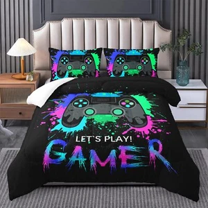 Video Game Comforter Set For Twin Size Boys Gaming Bedding With Gamer Quilt - Picture 1 of 8