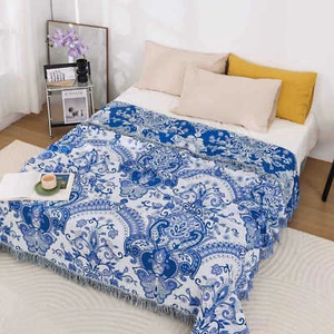 Cotton Fringe Edge Gauze Sofa Blanket Cotton Casual Nap Blanket Summer Blanket - Picture 1 of 49