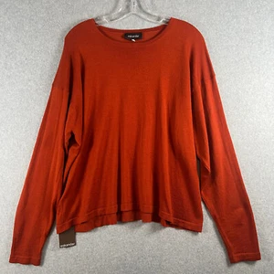 Eskandar Sweater Womens One Size 100% Merino Orange Long Sleeve Light NWT FLAW - Picture 1 of 18
