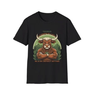 Funny Zodiac Sign Taurus Unisex Softstyle Graphic T-Shirt - Picture 1 of 12