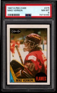 MIKE VERNON 1987-88 O-Pee-Chee ROOKIE Calgary Flames PSA 8 Nm-Mt HOF Top OPC RC - Picture 1 of 2
