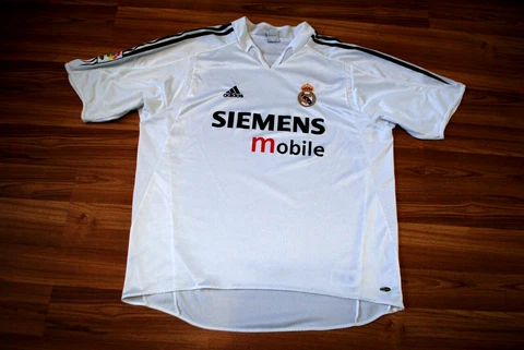 MENS XXL REAL MADRID 2004-2005 HOME FOOTBALL SHIRT SOCCER JERSEY SIEMENS WHITE Cover