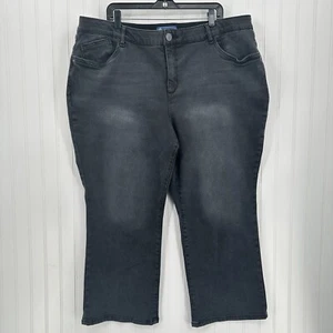 Democracy Jeans 22W Ab Solution Barely Bootcut Crop Faded Black Denim Booty Lift - Picture 1 of 13