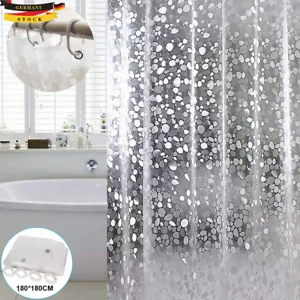 3D 180 x 180 cm Duschvorhang Wasserdicht Anti Schimmel Antibakteriell+ 12 Ringe - Bild 1 von 13