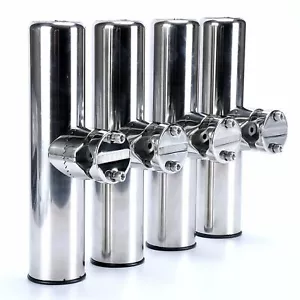 4 Pack Fishing Rod Holder Adjustable Stainless Steel Rail Mount Rails 7/8" to 1" - Picture 1 of 11