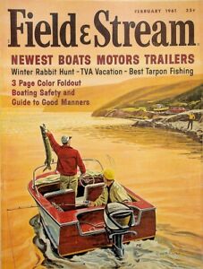Field & Stream Magazine February 1961 Fishing Boat Fisherman Pike Outboard M198